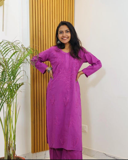 Dyeable Pure Cotton Kurta Palazzo Set