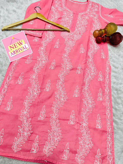 Handwork Cotton Kurti With Pant & Dupatta