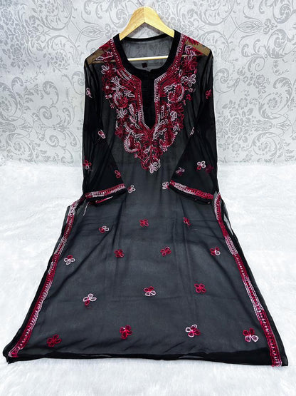 DUAL SHADE THREAD WORK KURTI