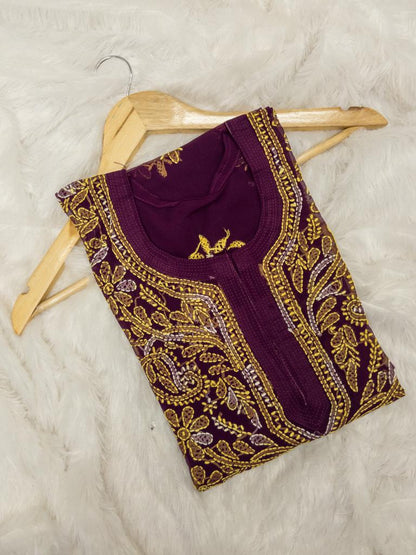 DUAL SHADE THREAD WORK KURTI