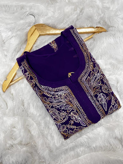 DUAL SHADE THREAD WORK KURTI