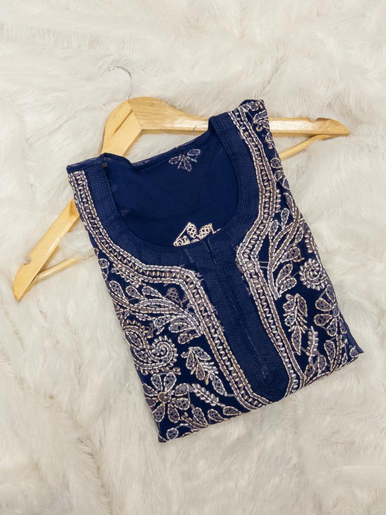 DUAL SHADE THREAD WORK KURTI