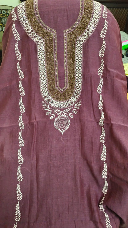 Mul Chanderi designer neck set