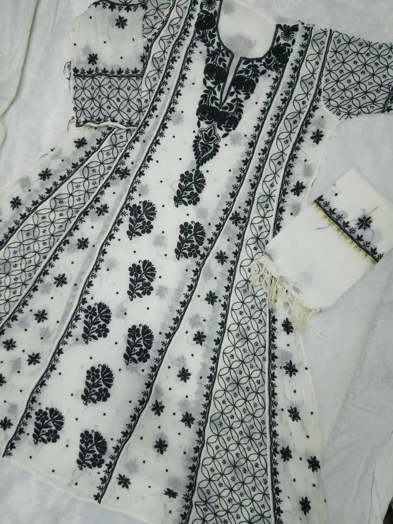 Mul Chanderi Anarkali Dupatta Set