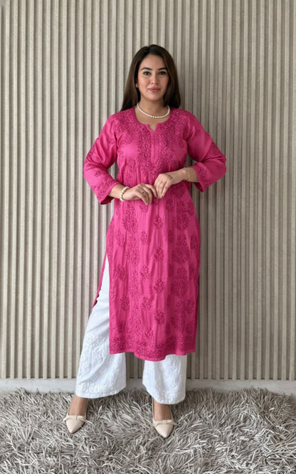 Modal satin set with 3D embroidery