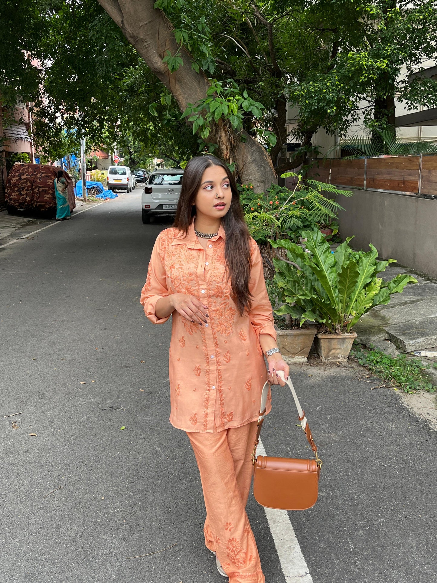 Pure chanderi shirt and pant set also in plus sizes