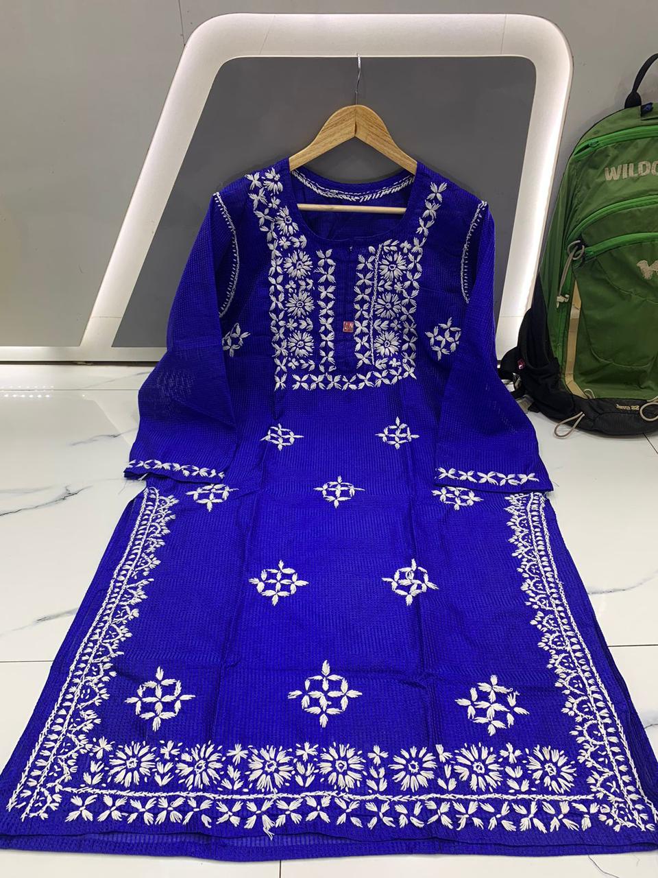 Kota kurta with beautiful chikankari work