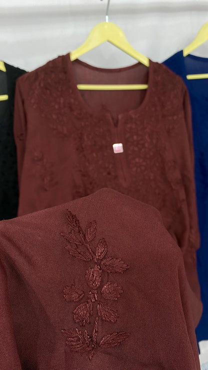 Plus size rayon kurta with beautiful chikankari handwork