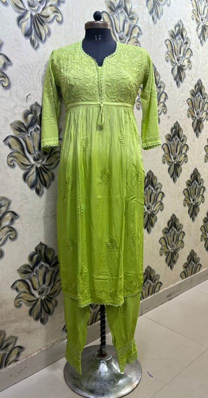 Modal long frock with afgani shalwar