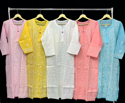 Voil cotton kurta with shadow work