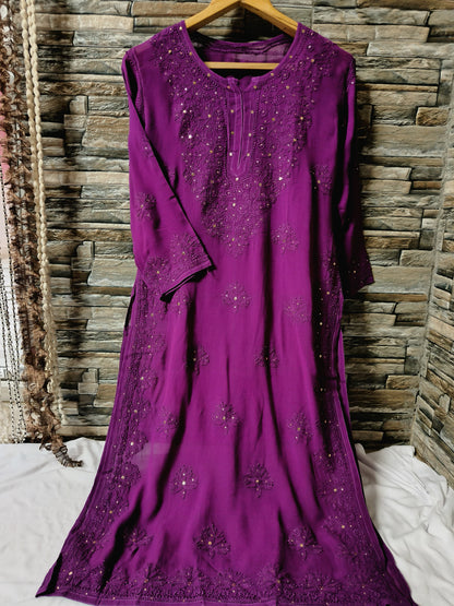 Viscose kurta with beautiful chikankari handwork and mukaish work