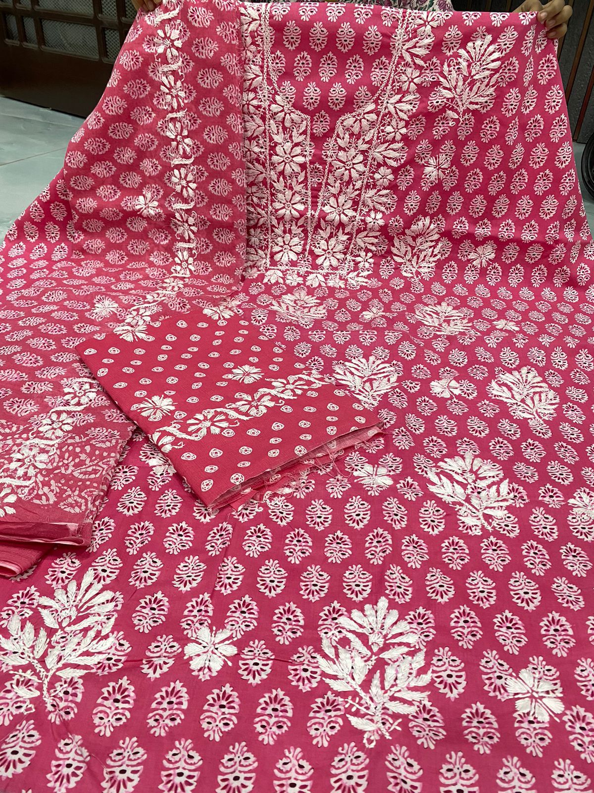 Unstiched printed mulmul suit