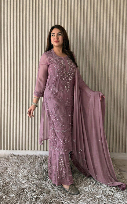 Dyed Mirror Work Sharara Set