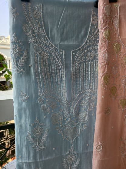 Mul Chanderi kurti dupatta set