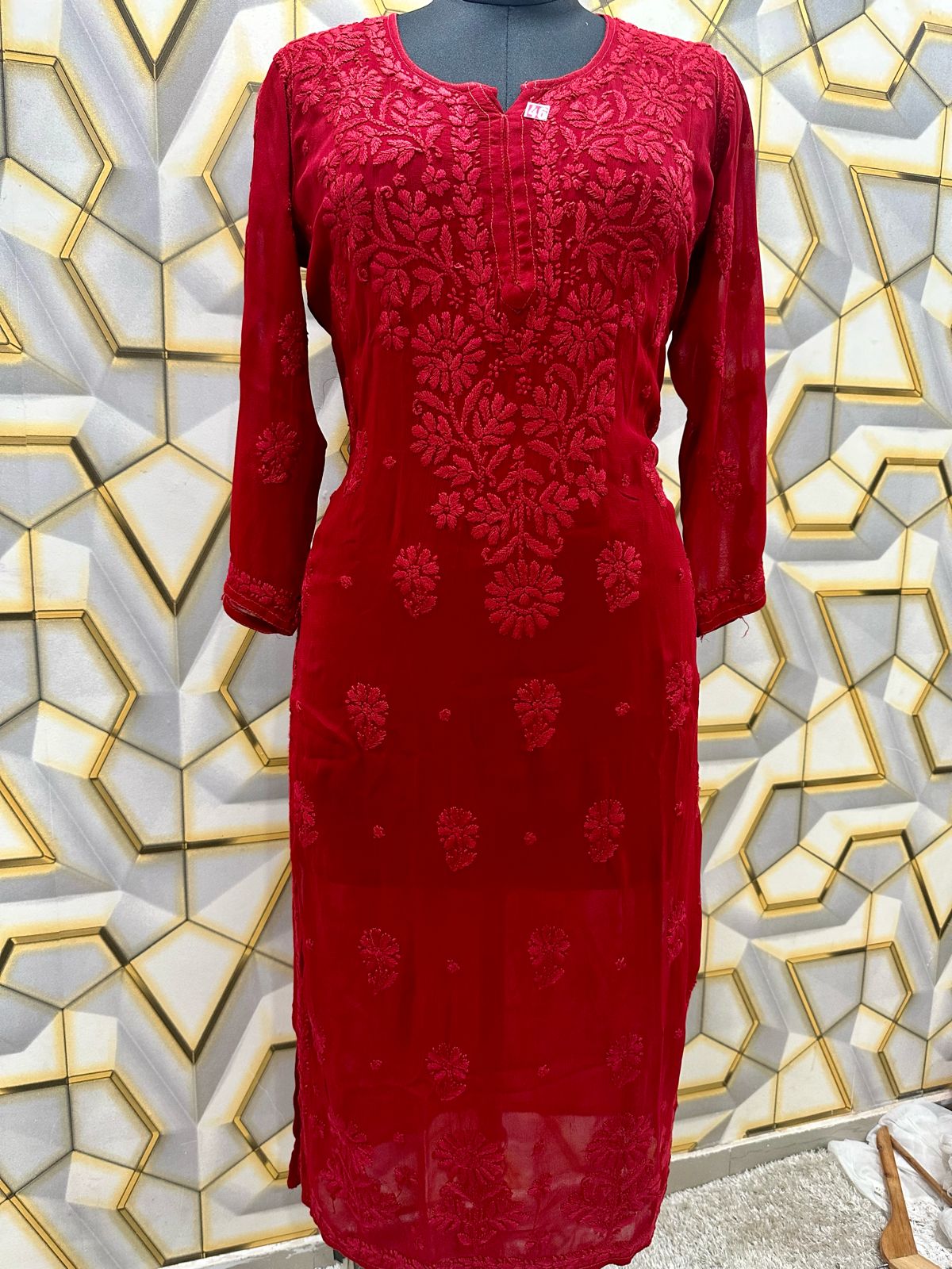 Viscose gala botti kurta with 3D work