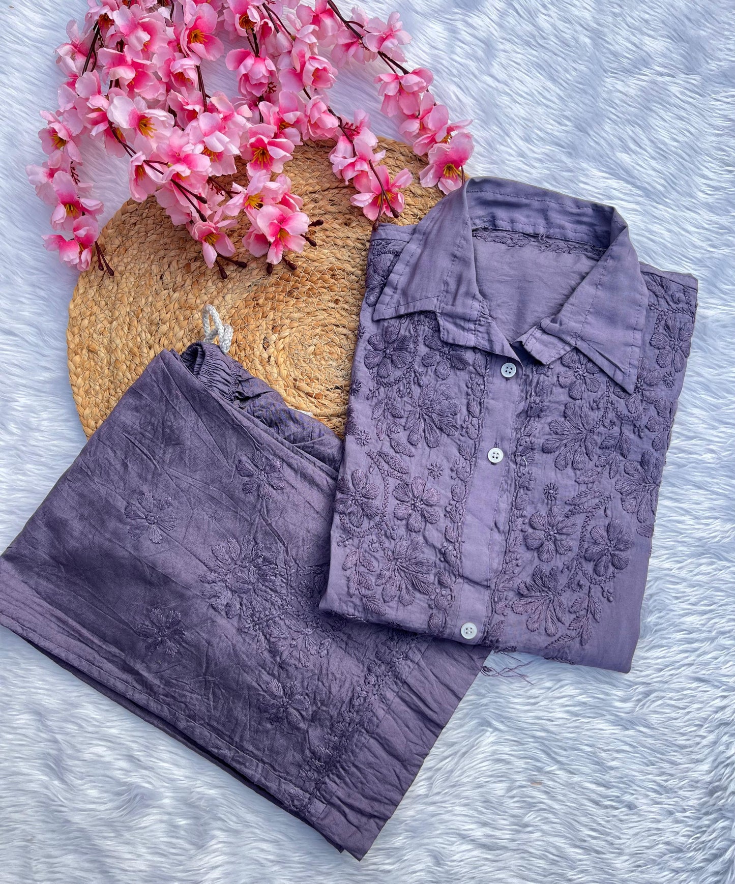 Pure chanderi shirt and pant set also in plus sizes