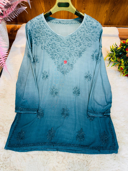 Rayon short kurta Ombre dyed