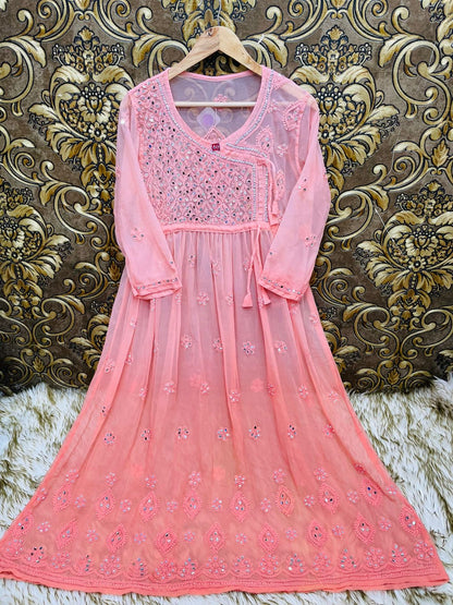 Georgette Angarkha with mirror work