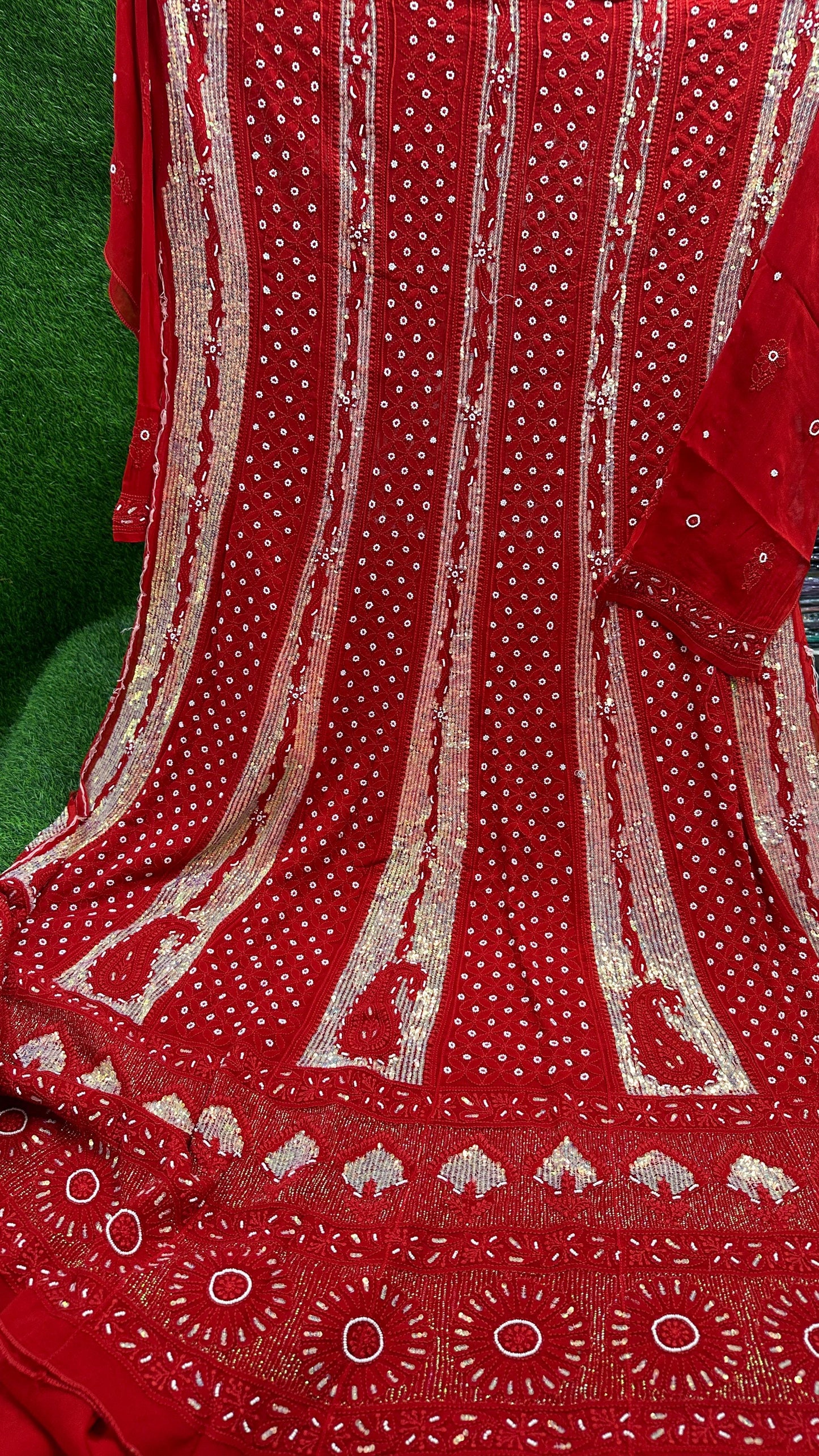 Viscoce georgette anarkali with heavy addon work