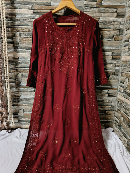 Viscose kurta with beautiful chikankari handwork and mukaish work