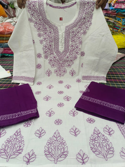 Cotton shalwar SUIT with duppatta and beautiful handwork chikankari