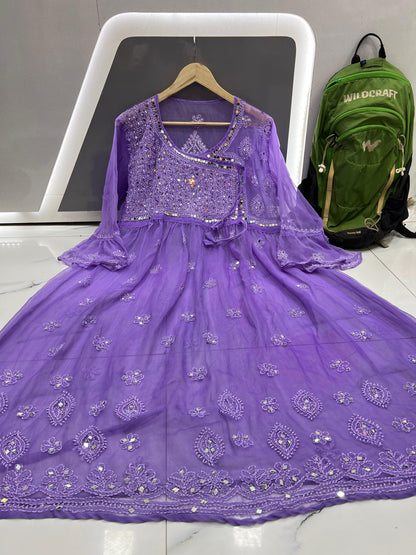 Angarkha Doori Gown with mirror