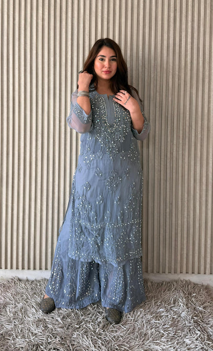 Dyed Mirror Work Sharara Set