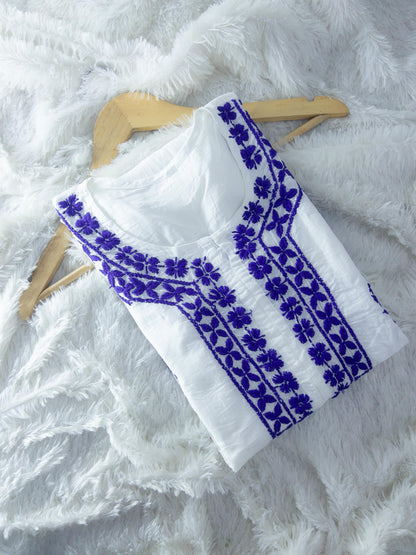 Mul cotton kurta with colorful thread work