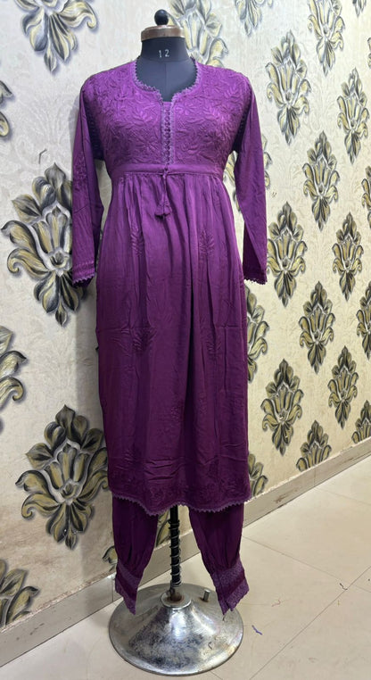 Modal long frock with afgani shalwar