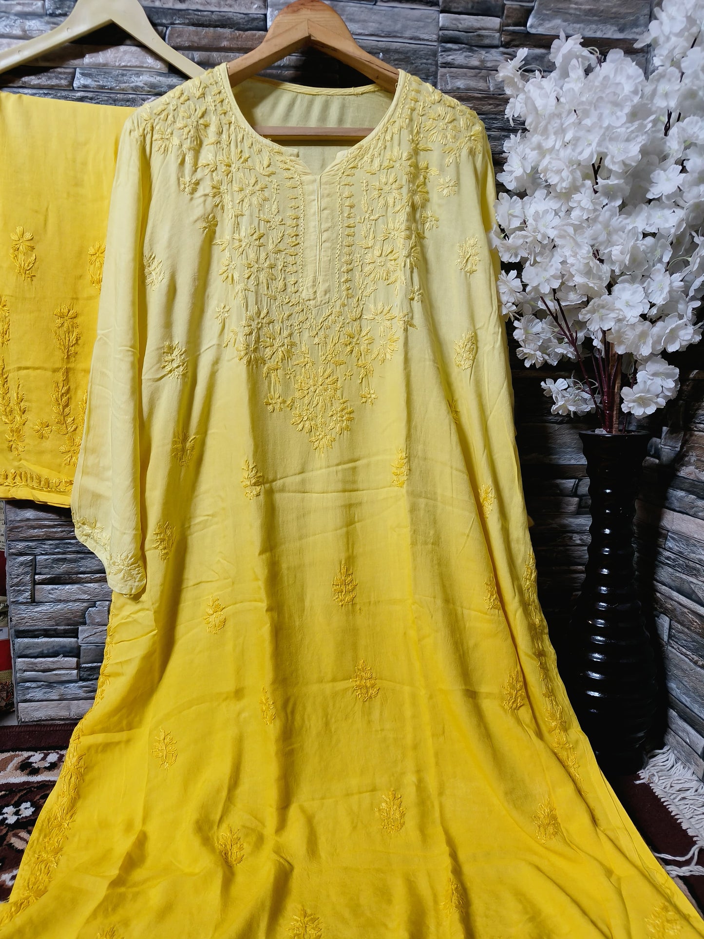 Plus size rayon 2pc kurta and plazo ombre shade dress