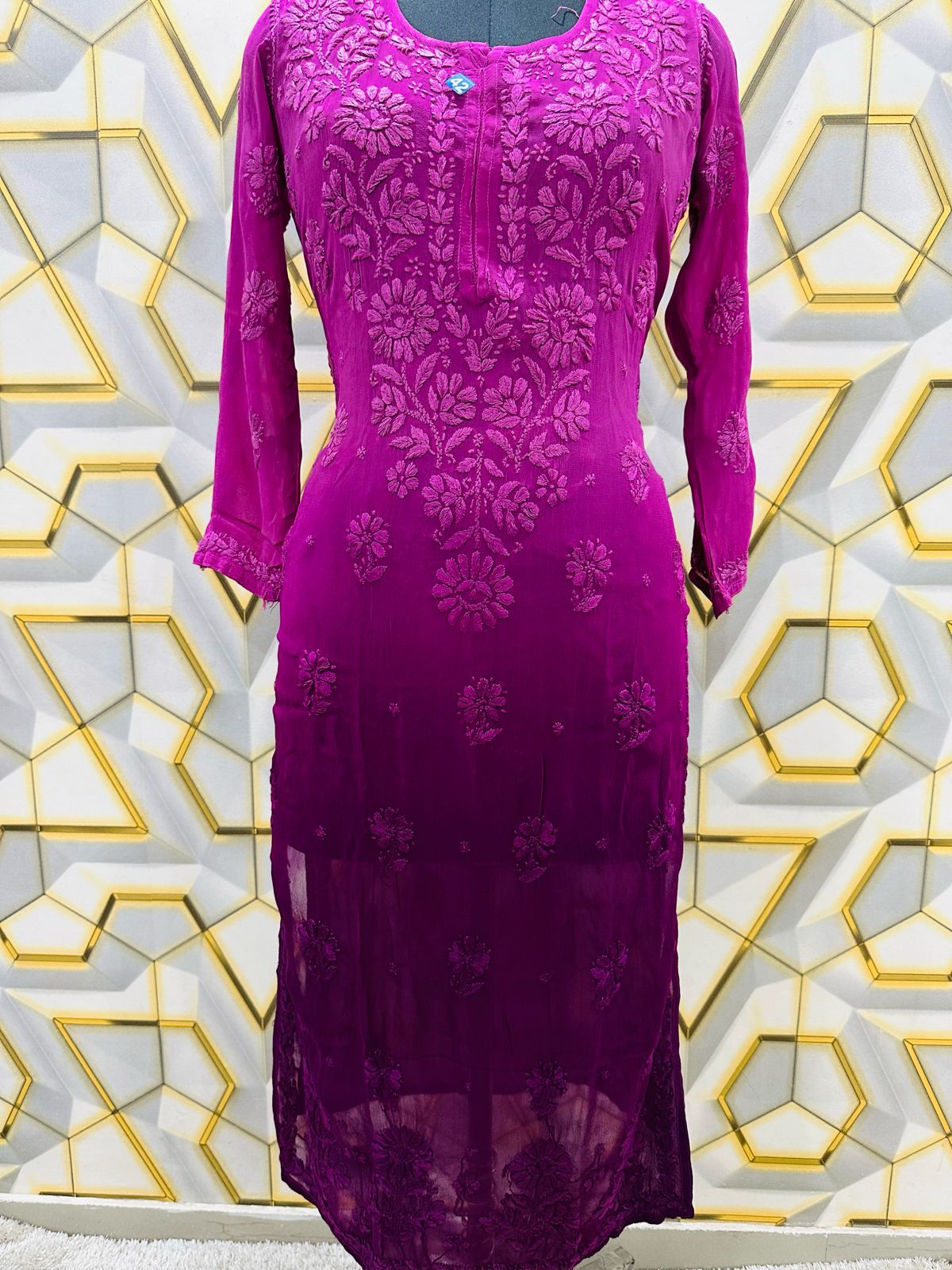 Viscose gala botti kurta with 3D work