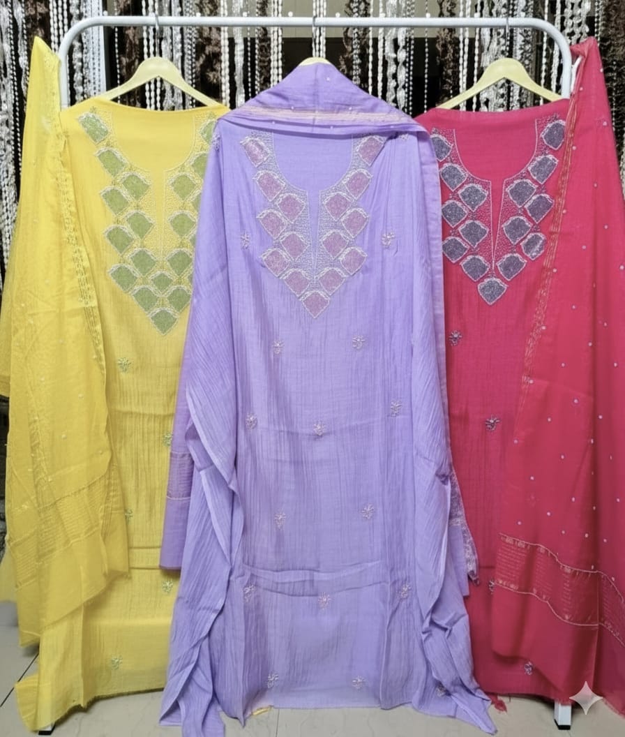 Mul chanderi addon suits