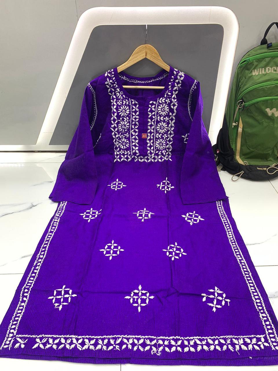 Kota kurta with beautiful chikankari work