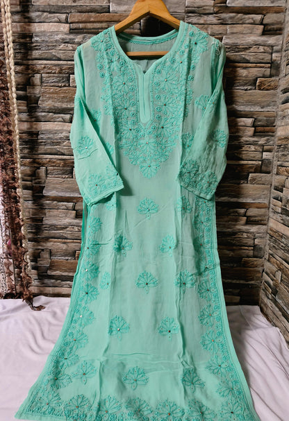 Viscose kurta with beautiful chikankari handwork and mukaish work