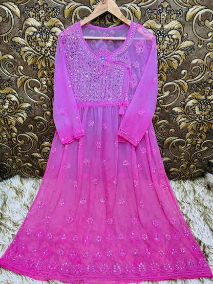 Georgette Angarkha with mirror work