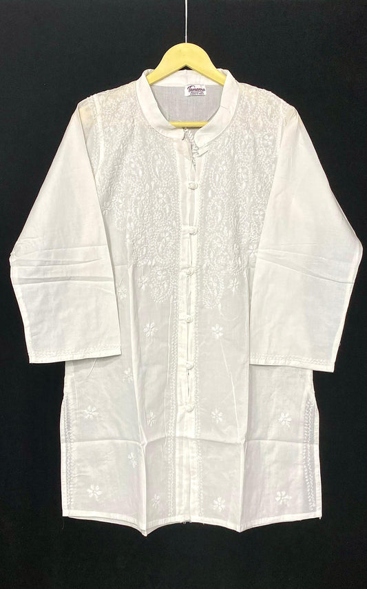 Cotton shirt with beautiful chikankari handwork and curosia buttons