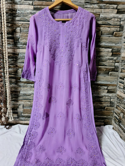 Viscose kurta with beautiful chikankari handwork and mukaish work
