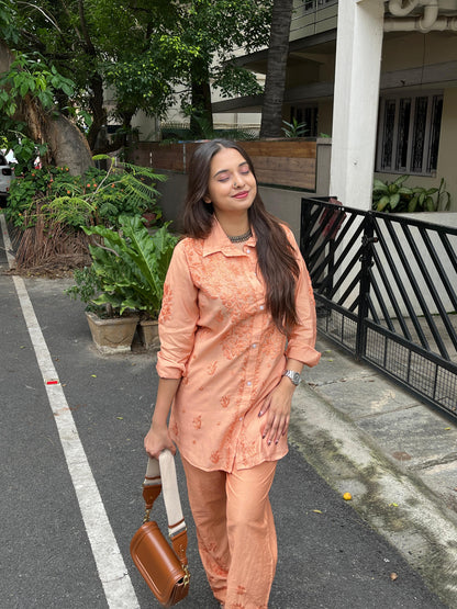 Pure chanderi shirt and pant set also in plus sizes