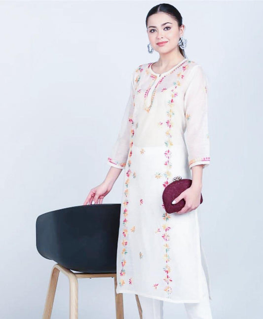 Voil cotton 2pc kurta and palazzo set