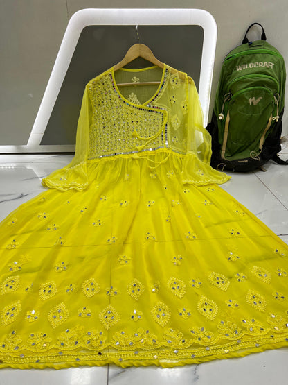 Angarkha Doori Gown with mirror