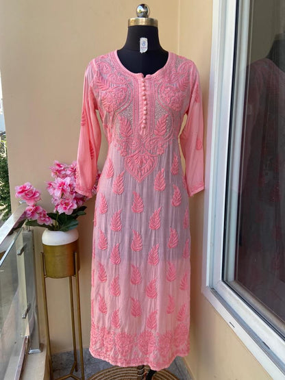 Muslin kurti with heavy mukesh work