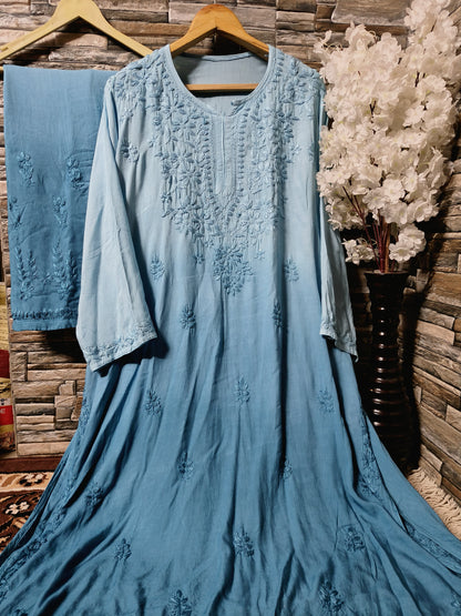 Plus size rayon 2pc kurta and plazo ombre shade dress