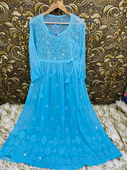 Georgette Angarkha with mirror work