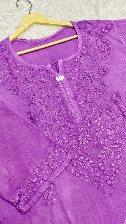 Plus size rayon kurta with beautiful chikankari handwork