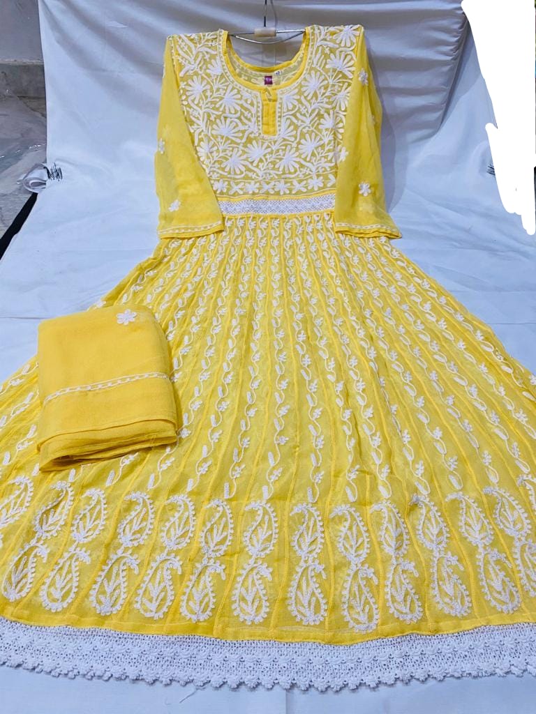 Buy Awesome Chicken And Lace Work Anarkali Suit Online