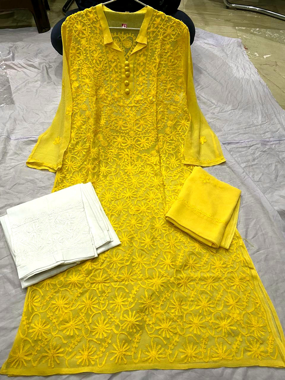 Georgette Long Kurti With Pant & Dupatta