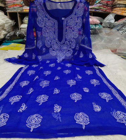 Rose Pattern Chiffon Kurti