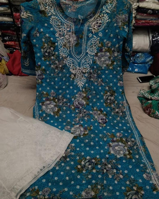 Georgette Printed Kurti With Sharara