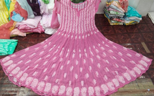 Pink Georgette 56 kali Anarkali