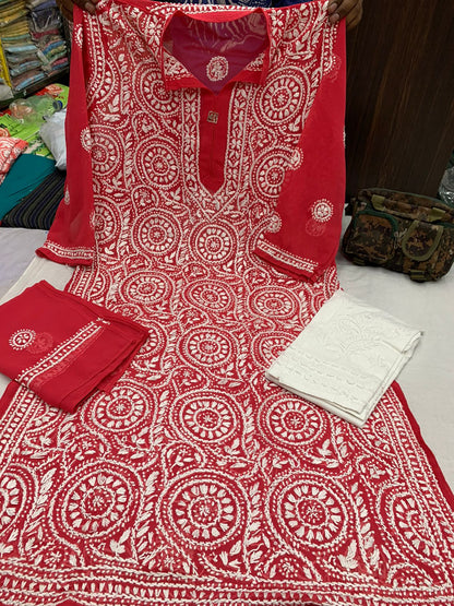 Georgette Kurta With Pant And Dupatta